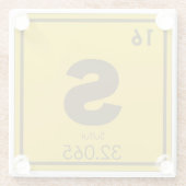 硫黄の元素の記号化学方式g ガラスコースター (裏面)