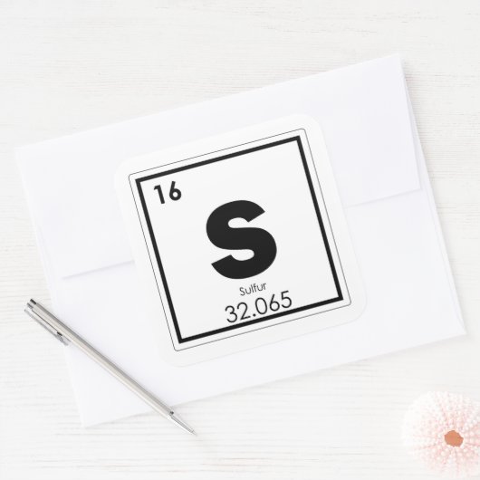 硫黄化学元素シンボル化学式g スクエアシール (封筒)
