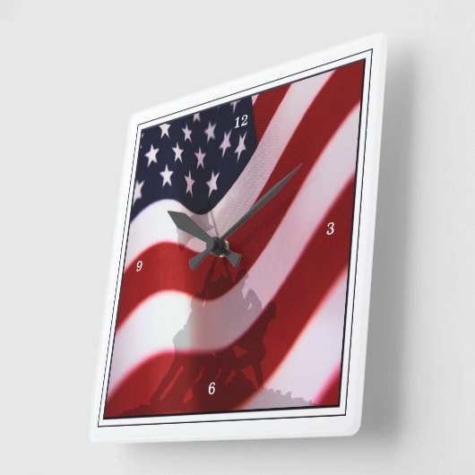 硫黄島で旗を掲げる第2次世界大戦 スクエア壁時計 (傾斜)