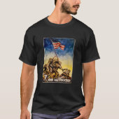 硫黄島レトロ第2次世界大戦アメリカ旗揚げTシャツ Tシャツ (正面)