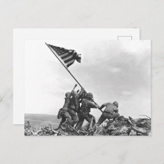 硫黄島旗を揚げるアメリカ国旗 ポストカード (正面/裏面)