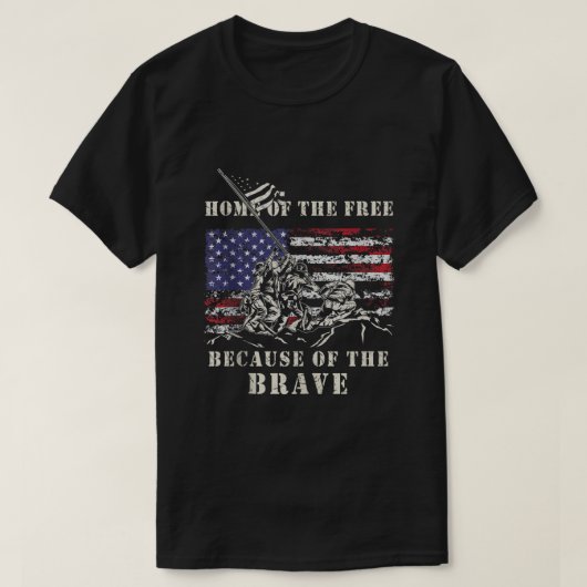 硫黄島WWII退役軍人メモリアルデーUSA国旗の軍隊P Tシャツ (デザイン正面)