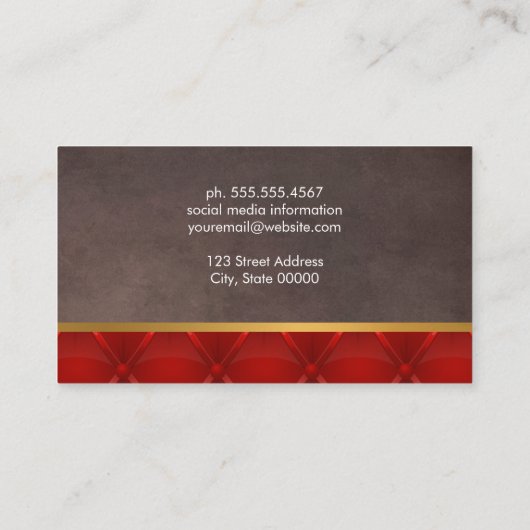 硬化性フォント |茶色のテクスチャ赤い塗り潰し 名刺 (裏面)