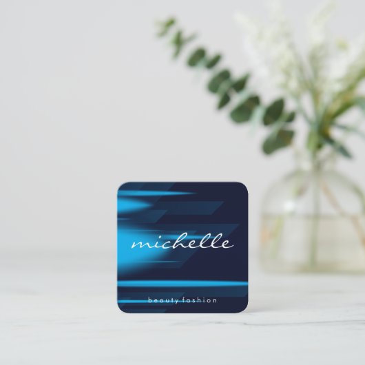 硬化性文字 | 青い色相の背景 スクエア名刺 (スタンド正面)