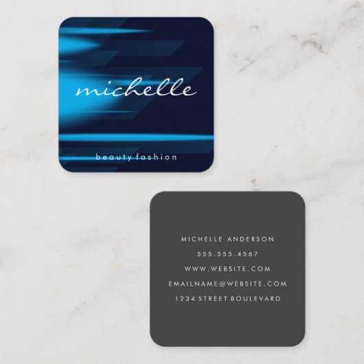 硬化性文字 | 青い色相の背景 スクエア名刺 (正面/裏面)