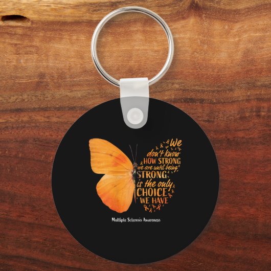 硬化症認識度ギフト女性ママかわいい蝶 キーホルダー (正面)