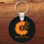 硬化症認識度リボン花Ms蝶 キーホルダー (正面)