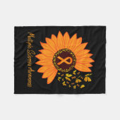 硬化症認識度リボン花Ms蝶 フリースブランケット (正面(横))