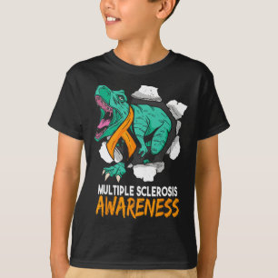 硬化症認識度戦闘機の恐竜Ms Warrior Tシャツ
