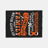 硬化症認識度Msファミリーオレンジリボンサポート フリースブランケット (正面(横))