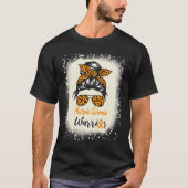 硬化症認識度Ms Warrior Messy Bunleopard Tシャツ (正面)