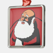 硬直した影の漫画を持つ思慮深いサンタ メタルオーナメント (左)