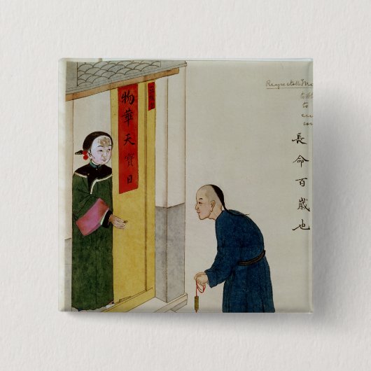 硬貨のために頼んでいる立派な人 缶バッジ (正面)