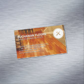 硬質木材の床とタイル |ソーとハンマーのロゴ マグネット名刺 (インサイチュ)