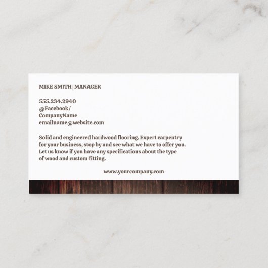 硬質木材の床 |建築大工 名刺 (裏面)