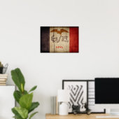 硬質木材アイオワ州旗 ポスター (ホームオフィス)