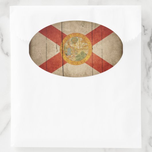 硬質木材フロリダ州旗 楕円形シール (バッグ)