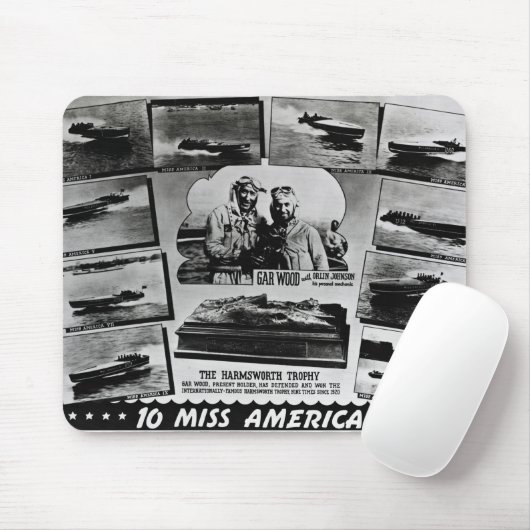 硬鱗魚類ガーパイク属の木製のヴィンテージの高速モーターボートの競争の失敗アメリカ大陸 マウスパッド (マウス)