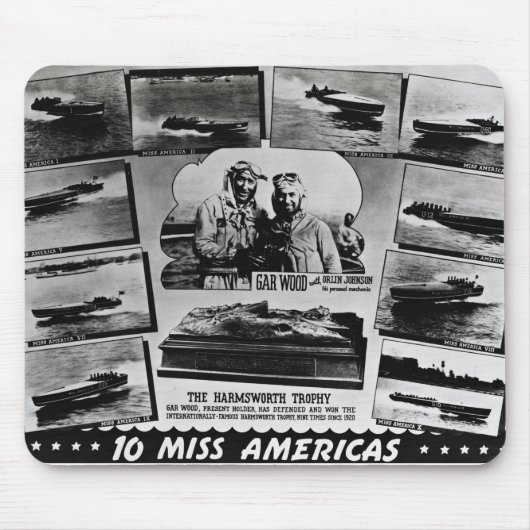 硬鱗魚類ガーパイク属の木製のヴィンテージの高速モーターボートの競争の失敗アメリカ大陸 マウスパッド (正面)