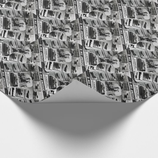 硬鱗魚類ガーパイク属の木製のヴィンテージの高速モーターボートの競争の失敗アメリカ大陸 ラッピングペーパー (角)