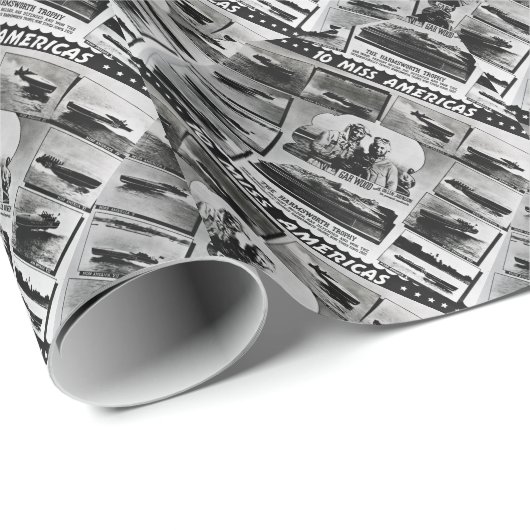 硬鱗魚類ガーパイク属の木製のヴィンテージの高速モーターボートの競争の失敗アメリカ大陸 ラッピングペーパー (ロールコーナー)