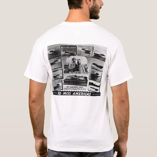 硬鱗魚類ガーパイク属の木製のヴィンテージの高速モーターボートの競争の失敗アメリカ大陸 Tシャツ (裏面)