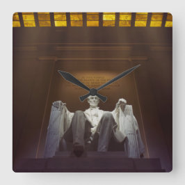 碑銘のあるリンカーン記念像 スクエア壁時計