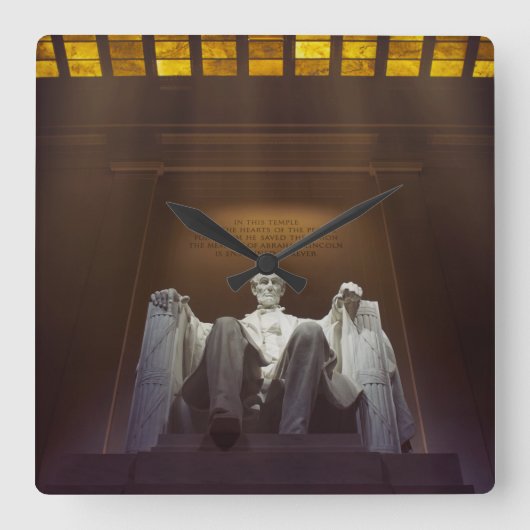 碑銘のあるリンカーン記念像 スクエア壁時計 (正面)