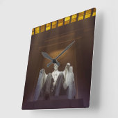 碑銘のあるリンカーン記念像 スクエア壁時計 (傾斜)