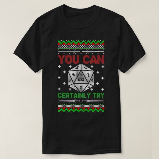 確かにクリスマスD20醜いゲーマーSweを試すことができる Tシャツ (デザイン正面)