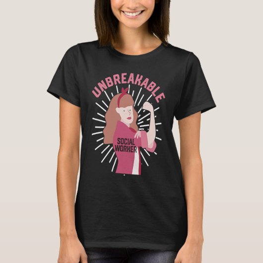 確固たるソーシャルワーカー女性エンパワーメントケースM Tシャツ (正面)