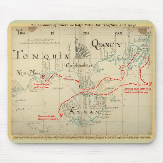 確実な1690人の海賊地図(装飾と) マウスパッド (正面)
