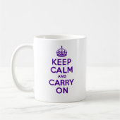 確実なKeep Calm and Carry Onの紫色 コーヒーマグカップ (左)