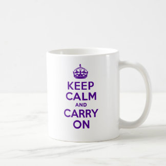 確実なKeep Calm and Carry Onの紫色 コーヒーマグカップ