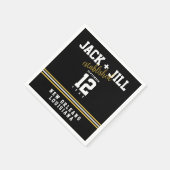 確立日白黒金ゴールドスポーティ結婚ズ スタンダードカクテルナプキン (角)