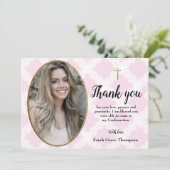 確認の女の10代の子の写真を感謝してい自分でカスタマイズ サンキューカード (スタンド正面)