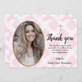 確認の女の10代の子の写真を感謝してい自分でカスタマイズ サンキューカード (正面/裏面)