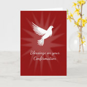 確認の宗教的な赤い鳩の光線のデザイン カード (黄色い花)