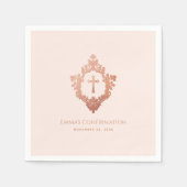 確認の少女 ブッシュピンク ローズゴールド クロス クレスト スタンダードカクテルナプキン (正面)