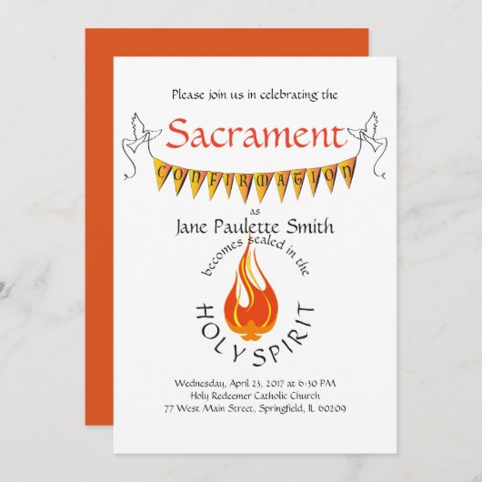 確認の招待か発表: 鮮やか 招待状 (正面/裏面)