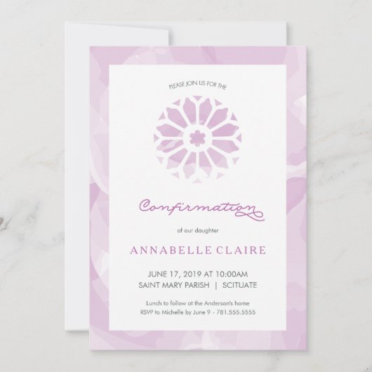 確認の招待状、女の子の宗教招待 招待状 (正面)