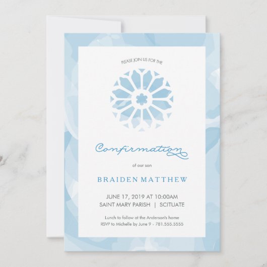 確認の招待状、男の子の宗教招待 招待状 (正面)