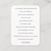 確認の神霊の祈りの言葉カードの秘跡 名刺 (裏面)