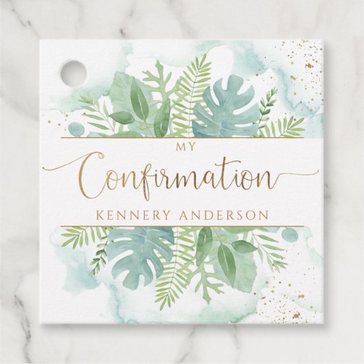 確認の緑と青の緑の水色 フェイバータグ (正面)