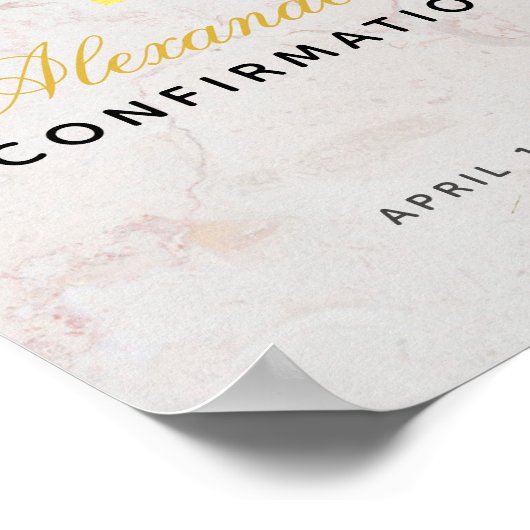 確認の葉の大理石クロス緑へようこそ ポスター (角)