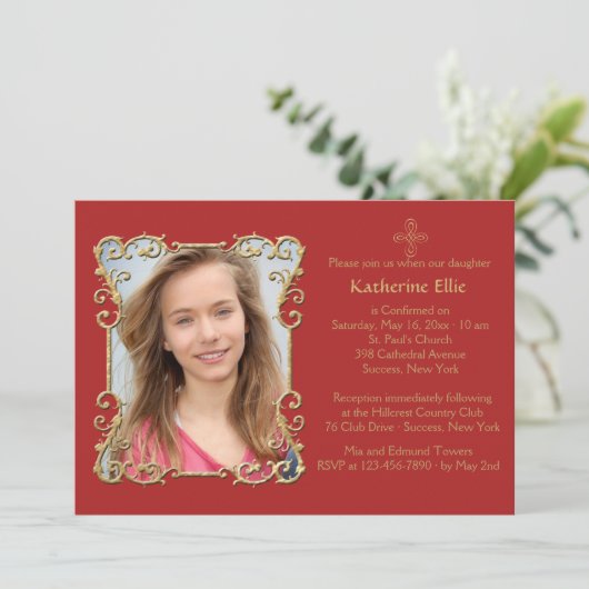 確認はっきりした宗教写真招待状 招待状 (スタンド正面)