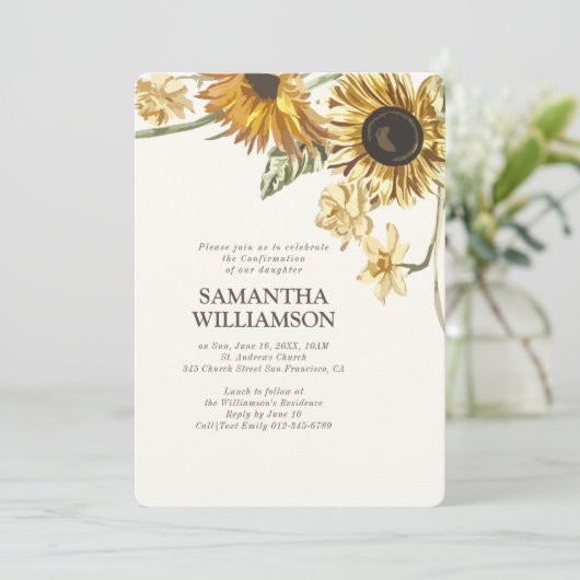 確認ひまわり素朴花 招待状 (スタンド正面)