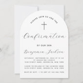 確認アーチミニマリストブラック&ホワイトシンプル 招待状 (正面)