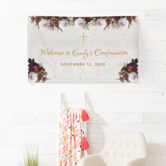 確認ウェルカムバーガンディーピーニーマーブルフローラ 横断幕 (インサイチュ)