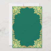 確認エメラルドグリーンフェイク離れ金ゴールド 華美 招待状 (裏面)